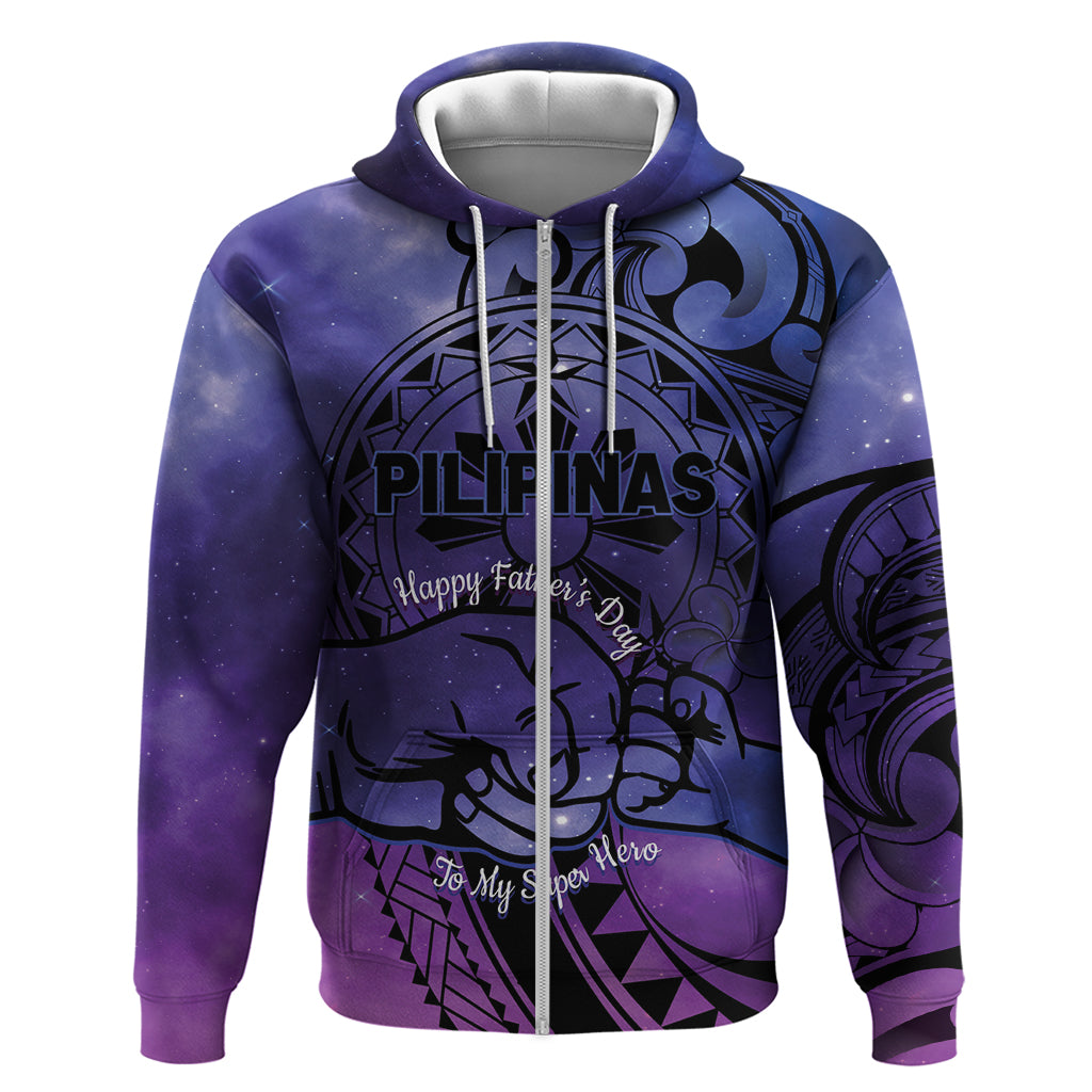 Philippines Father's Day Zip Hoodie Polynesian Tattoo Galaxy Vibes LT14 Zip Hoodie Blue - Polynesian Pride