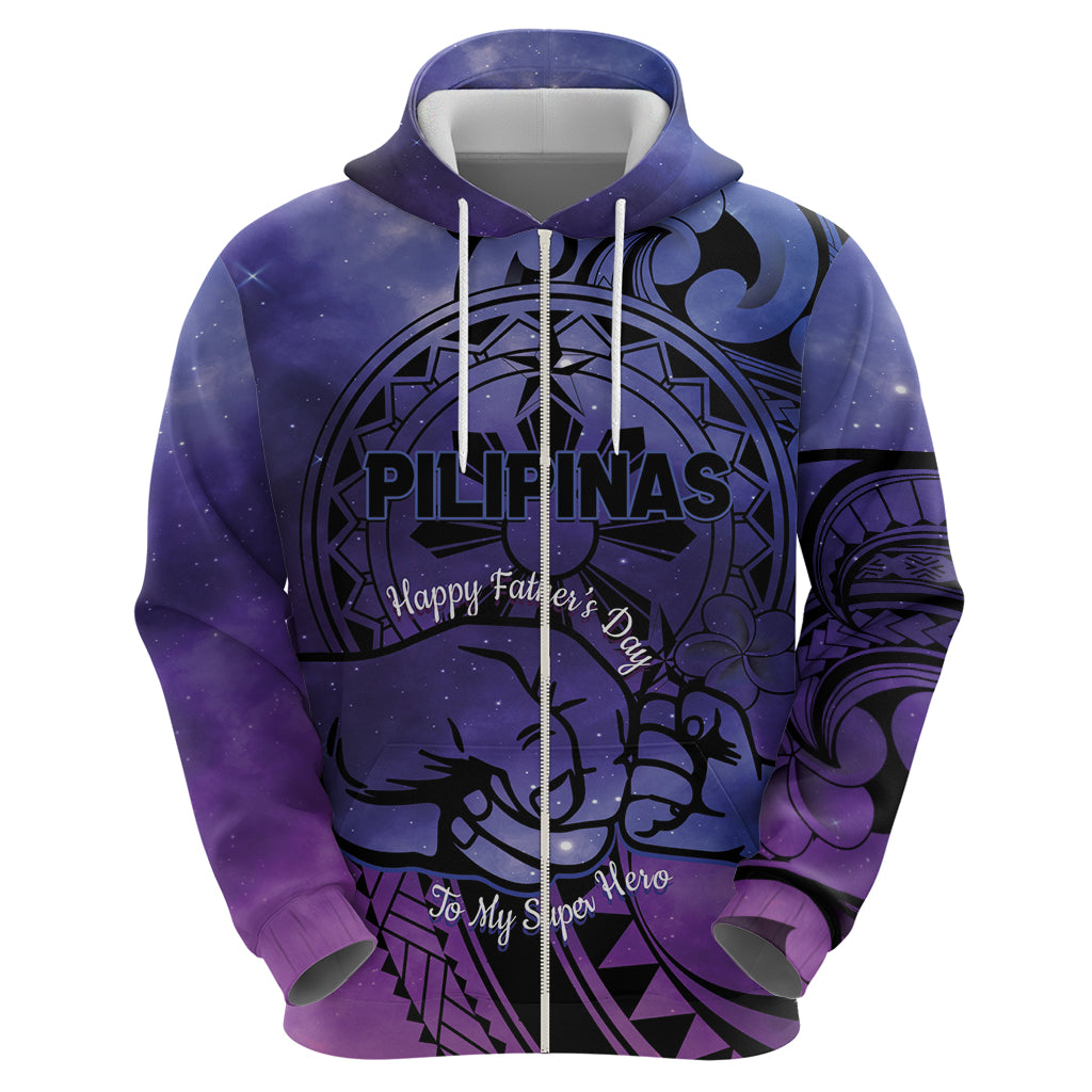 Philippines Father's Day Zip Hoodie Polynesian Tattoo Galaxy Vibes LT14 - Polynesian Pride