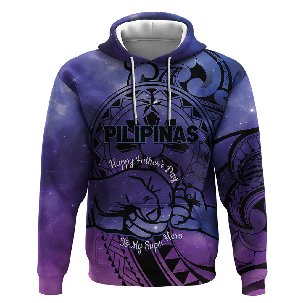Philippines Father's Day Zip Hoodie Polynesian Tattoo Galaxy Vibes LT14 Pullover Hoodie Blue - Polynesian Pride