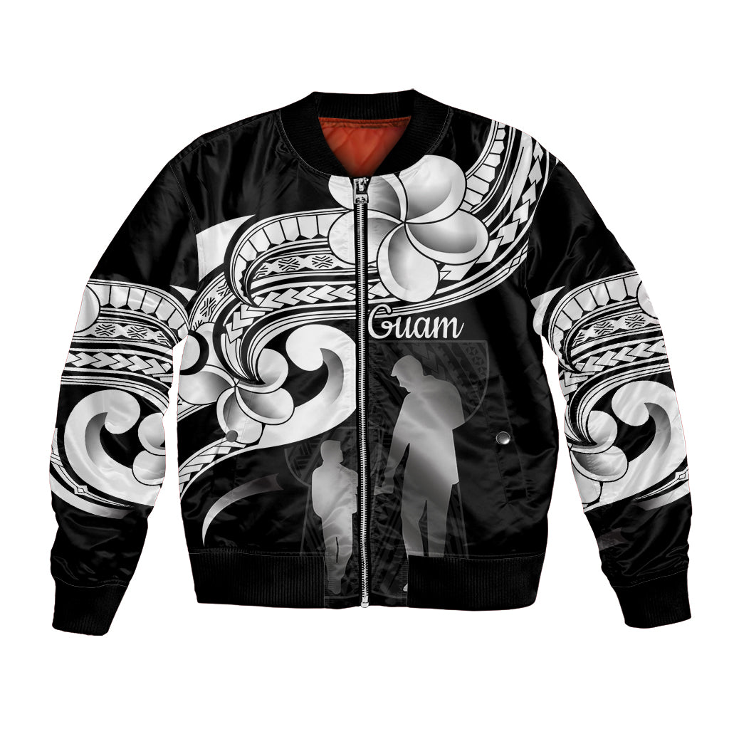 Guam Father's Day Bomber Jacket Chamorro Latte Stone Polynesian Pattern LT14 Unisex Black - Polynesian Pride