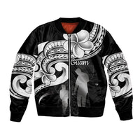 Guam Father's Day Bomber Jacket Chamorro Latte Stone Polynesian Pattern LT14 Unisex Black - Polynesian Pride