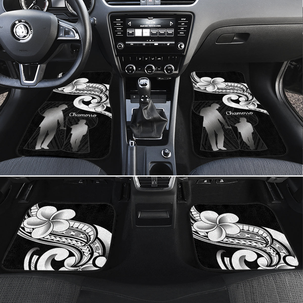 Guam Father's Day Car Mats Chamorro Latte Stone Polynesian Pattern LT14 Set 4pcs Black - Polynesian Pride