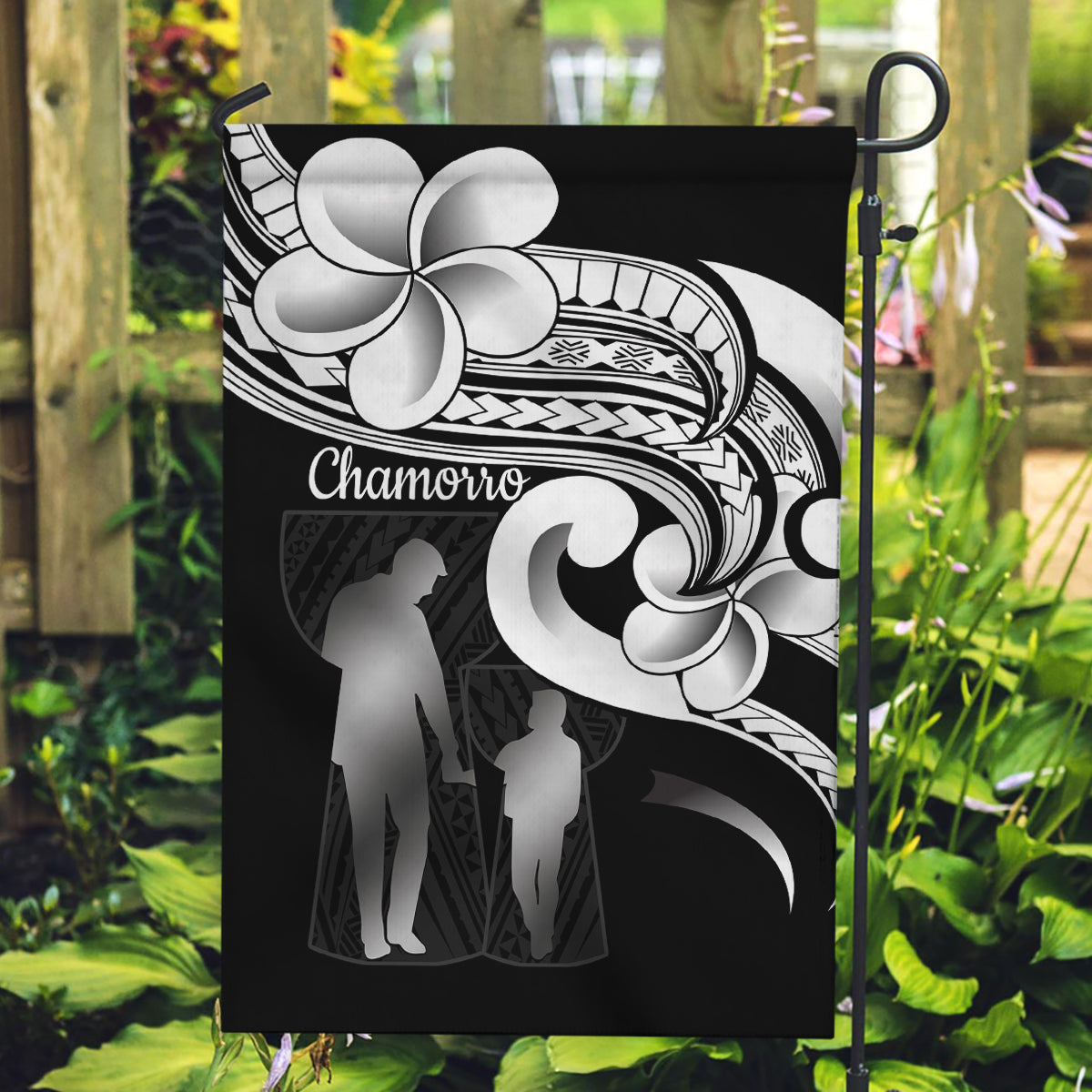 Guam Father's Day Garden Flag Chamorro Latte Stone Polynesian Pattern LT14 Garden Flag Black - Polynesian Pride