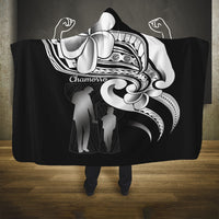 Guam Father's Day Hooded Blanket Chamorro Latte Stone Polynesian Pattern LT14 One Size Black - Polynesian Pride
