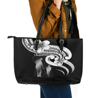 Guam Father's Day Leather Tote Bag Chamorro Latte Stone Polynesian Pattern LT14 - Polynesian Pride