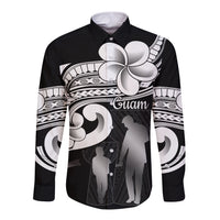 Guam Father's Day Long Sleeve Button Shirt Chamorro Latte Stone Polynesian Pattern LT14 Unisex Black - Polynesian Pride