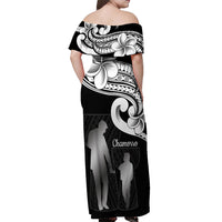Guam Father's Day Off Shoulder Maxi Dress Chamorro Latte Stone Polynesian Pattern LT14 - Polynesian Pride