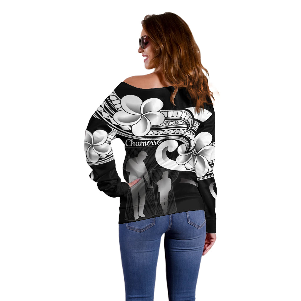Guam Father's Day Off Shoulder Sweater Chamorro Latte Stone Polynesian Pattern LT14 - Polynesian Pride