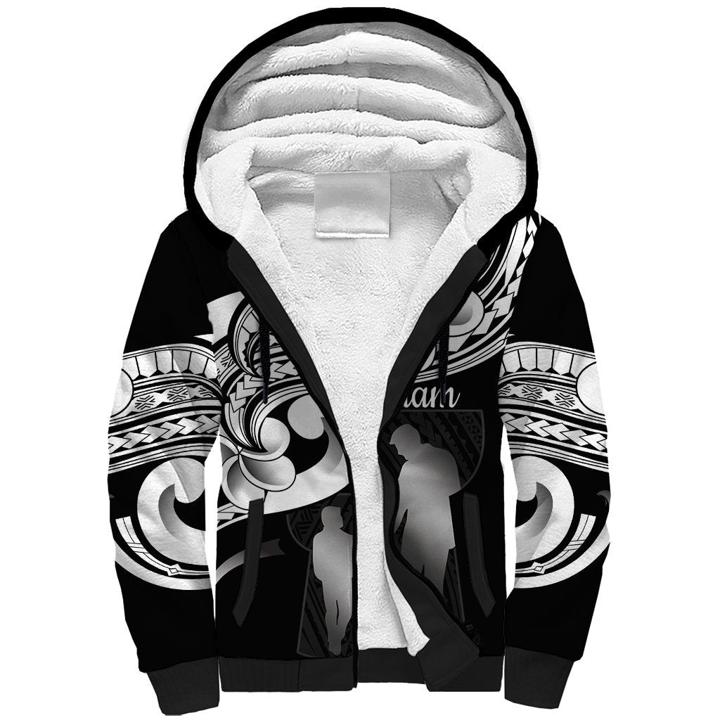 Guam Father's Day Sherpa Hoodie Chamorro Latte Stone Polynesian Pattern LT14 Unisex Black - Polynesian Pride