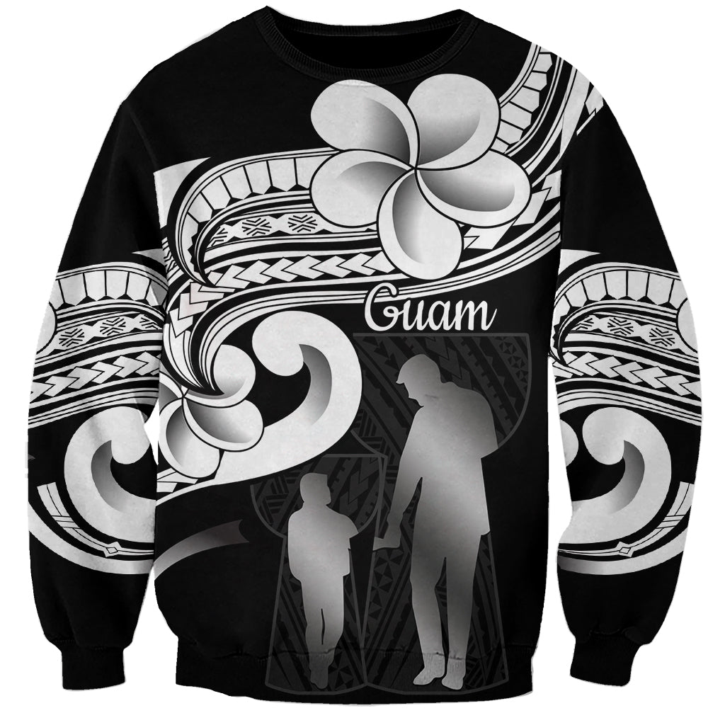 Guam Father's Day Sweatshirt Chamorro Latte Stone Polynesian Pattern LT14 Unisex Black - Polynesian Pride