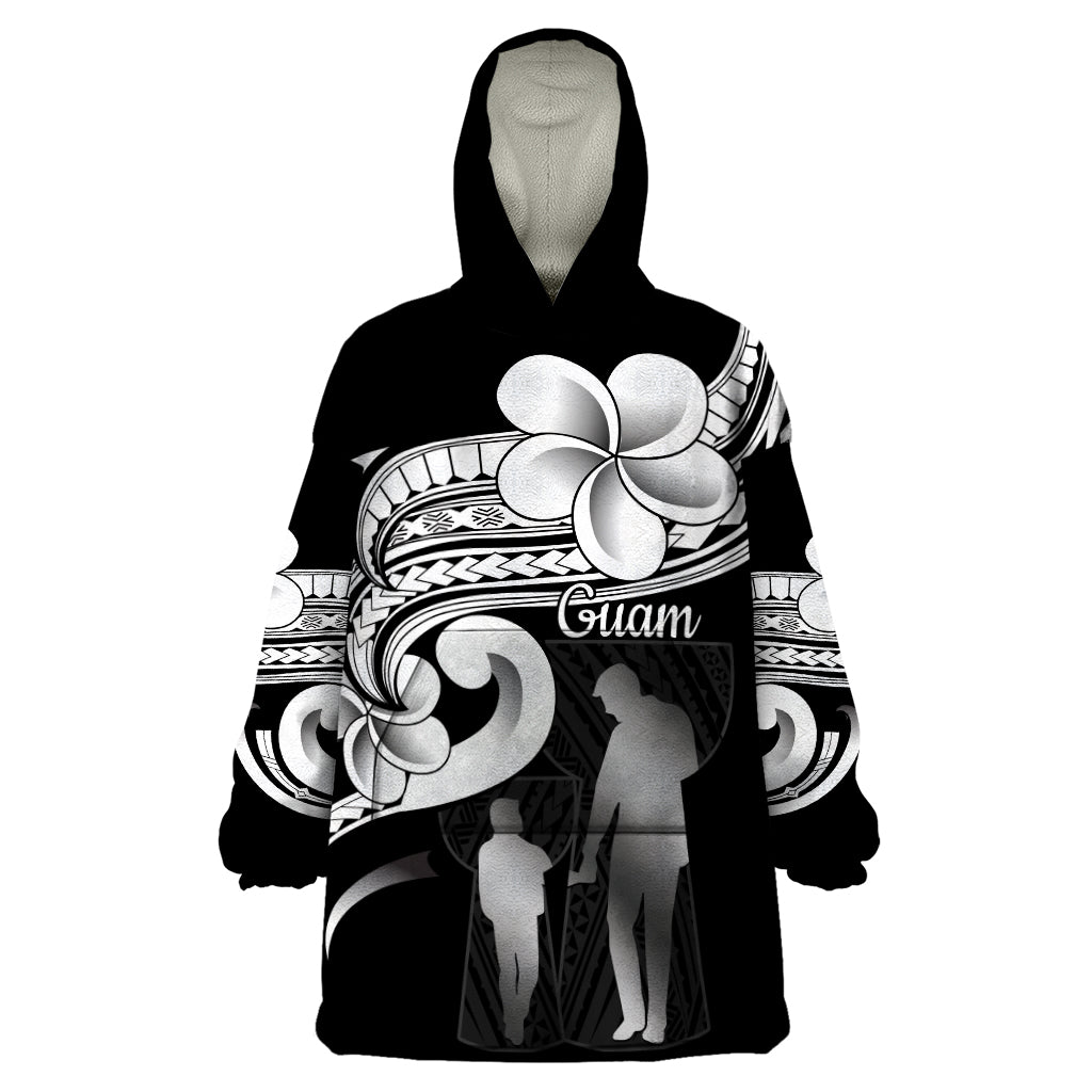 Guam Father's Day Wearable Blanket Hoodie Chamorro Latte Stone Polynesian Pattern LT14 One Size Black - Polynesian Pride