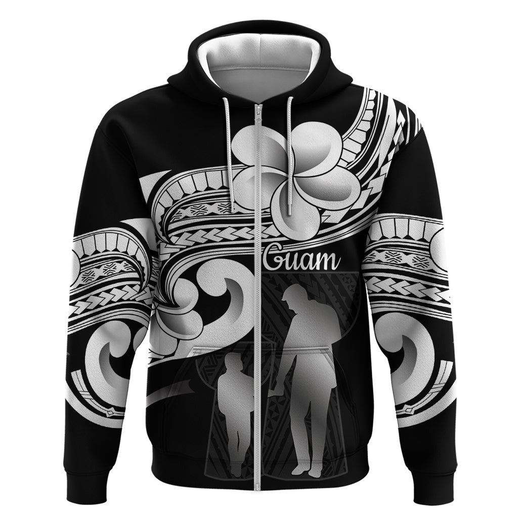 Guam Father's Day Zip Hoodie Chamorro Latte Stone Polynesian Pattern LT14 Zip Hoodie Black - Polynesian Pride