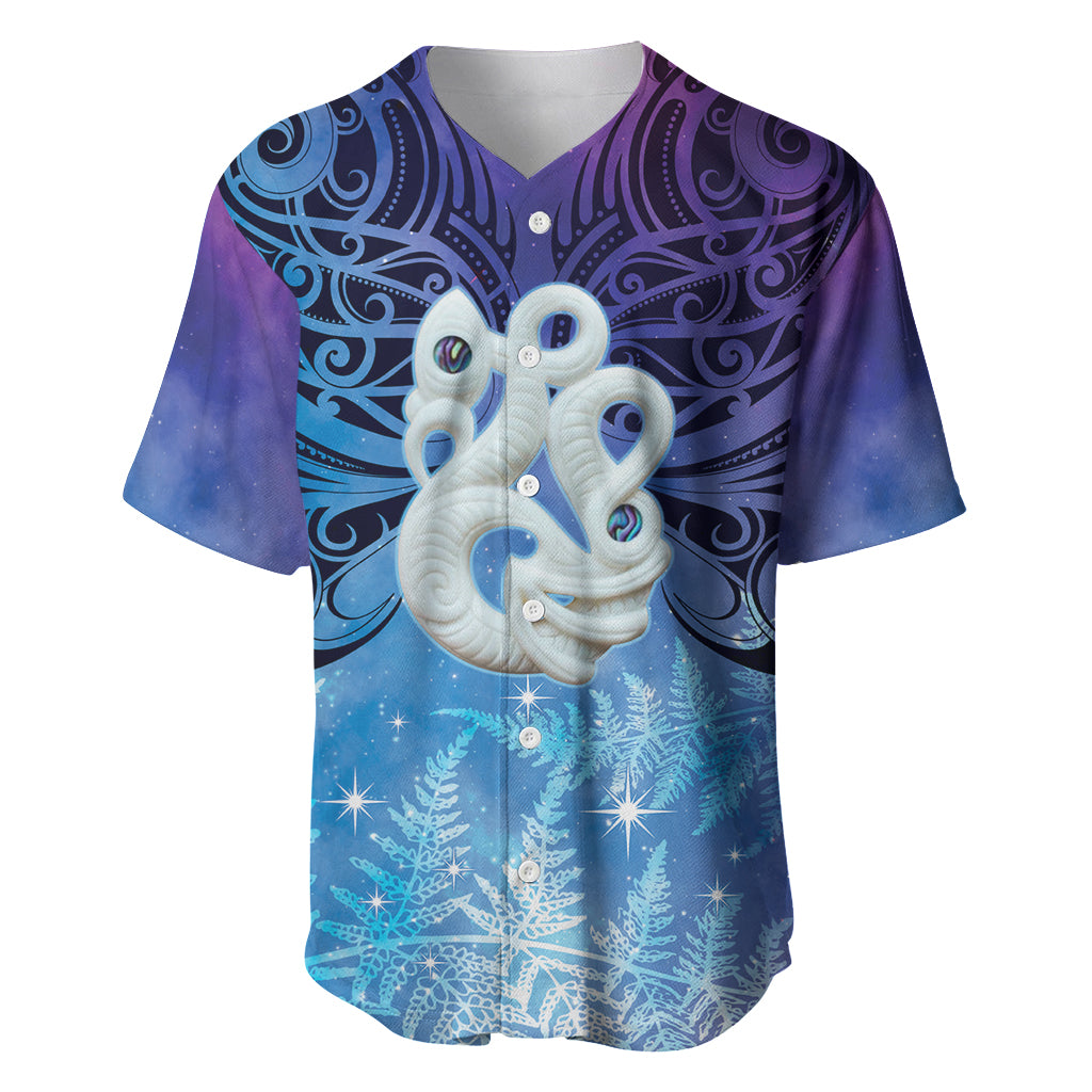 New Zealand Matariki Baseball Jersey Aotearoa Maori New Year Manaia Galaxy Vibes LT14 Blue - Polynesian Pride
