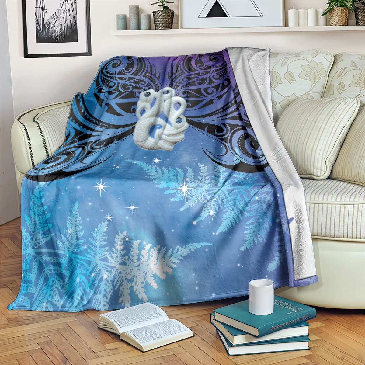 New Zealand Matariki Blanket Aotearoa Maori New Year Manaia Galaxy Vibes LT14 Blue - Polynesian Pride