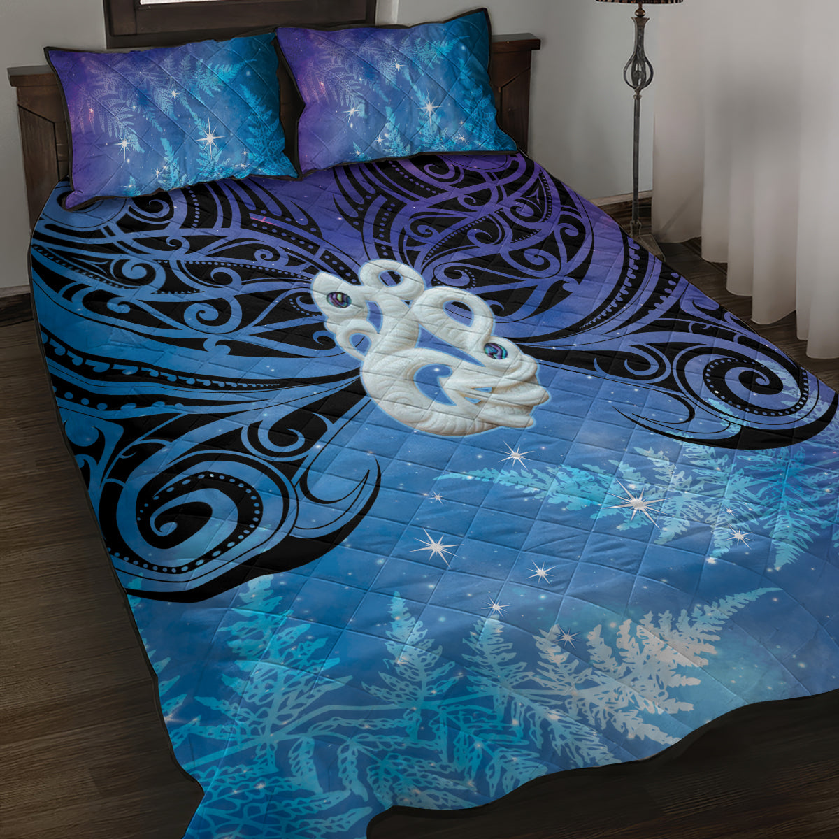 New Zealand Matariki Quilt Bed Set Aotearoa Maori New Year Manaia Galaxy Vibes