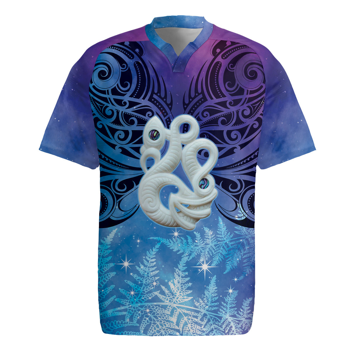 New Zealand Matariki Rugby Jersey Aotearoa Maori New Year Manaia Galaxy Vibes LT14 Blue - Polynesian Pride