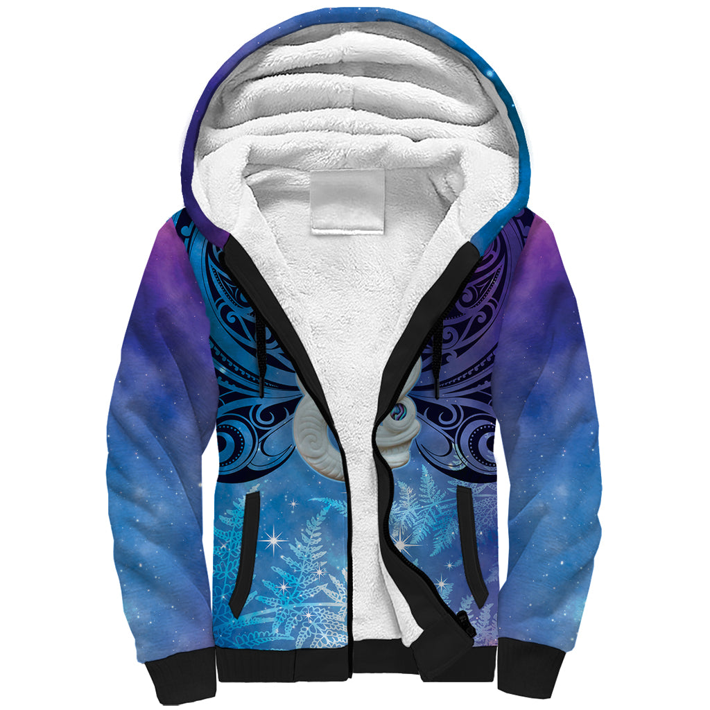 New Zealand Matariki Sherpa Hoodie Aotearoa Maori New Year Manaia Galaxy Vibes