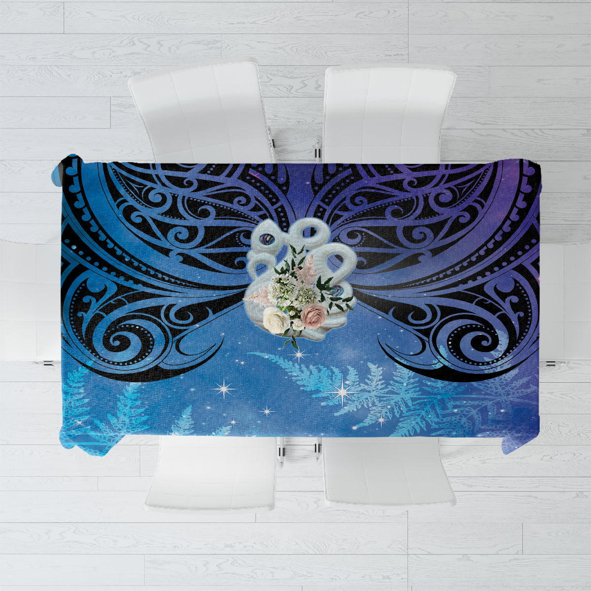 New Zealand Matariki Tablecloth Aotearoa Maori New Year Manaia Galaxy Vibes LT14 Blue - Polynesian Pride