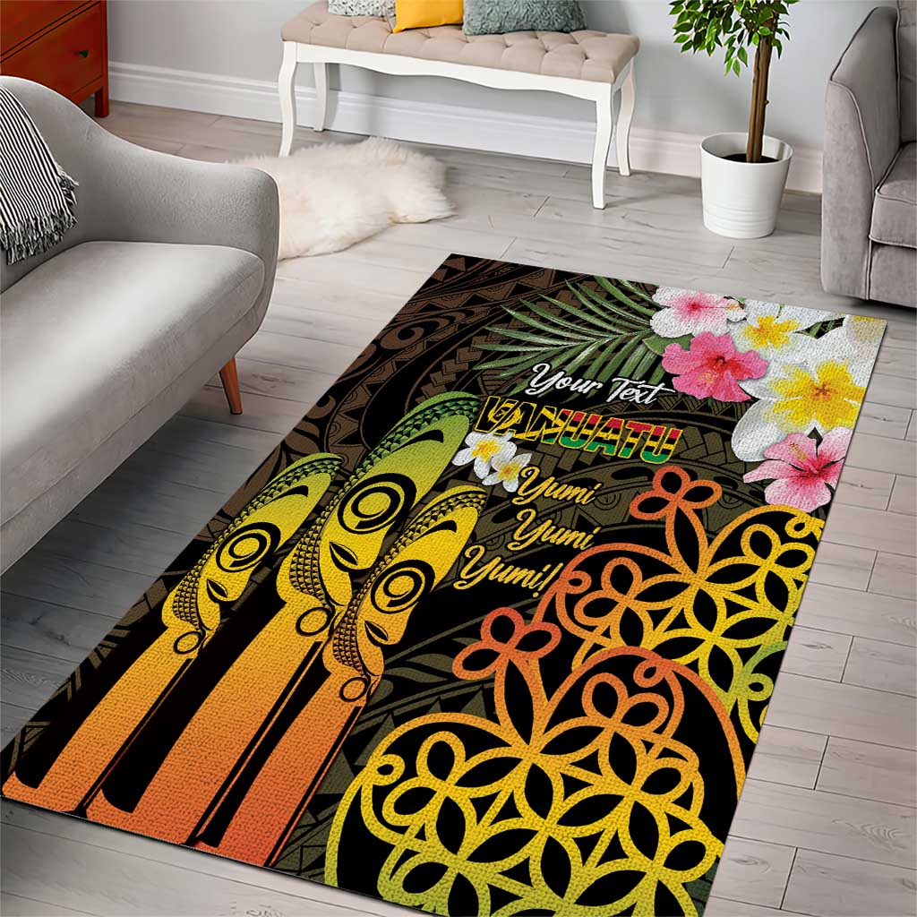 Personalised Vanuatu Independence Day Area Rug Carving Drum Sand Drawing Turtle LT14 - Polynesian Pride