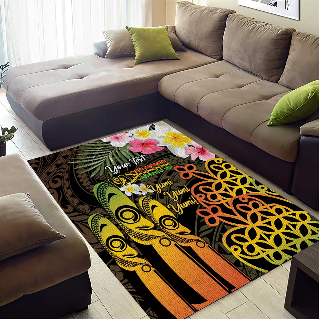 Personalised Vanuatu Independence Day Area Rug Carving Drum Sand Drawing Turtle LT14 - Polynesian Pride