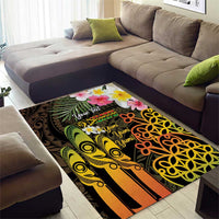 Personalised Vanuatu Independence Day Area Rug Carving Drum Sand Drawing Turtle LT14 - Polynesian Pride