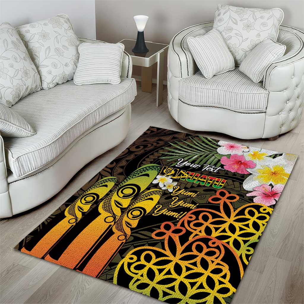 Personalised Vanuatu Independence Day Area Rug Carving Drum Sand Drawing Turtle LT14 - Polynesian Pride