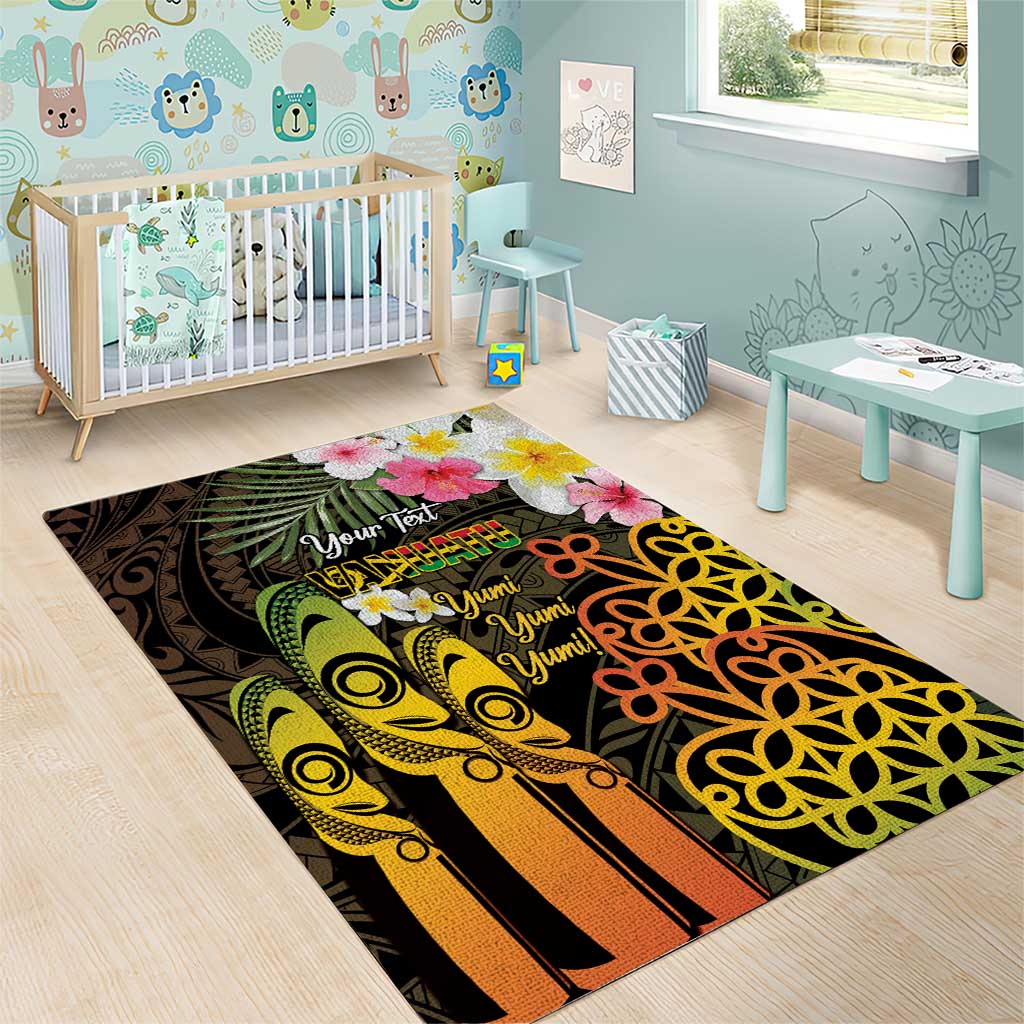 Personalised Vanuatu Independence Day Area Rug Carving Drum Sand Drawing Turtle LT14 - Polynesian Pride