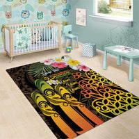 Personalised Vanuatu Independence Day Area Rug Carving Drum Sand Drawing Turtle LT14 - Polynesian Pride