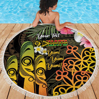 Personalised Vanuatu Independence Day Beach Blanket Carving Drum Sand Drawing Turtle LT14 - Polynesian Pride