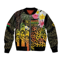 Personalised Vanuatu Independence Day Bomber Jacket Carving Drum Sand Drawing Turtle LT14 Unisex Black - Polynesian Pride