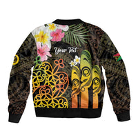 Personalised Vanuatu Independence Day Bomber Jacket Carving Drum Sand Drawing Turtle LT14 - Polynesian Pride