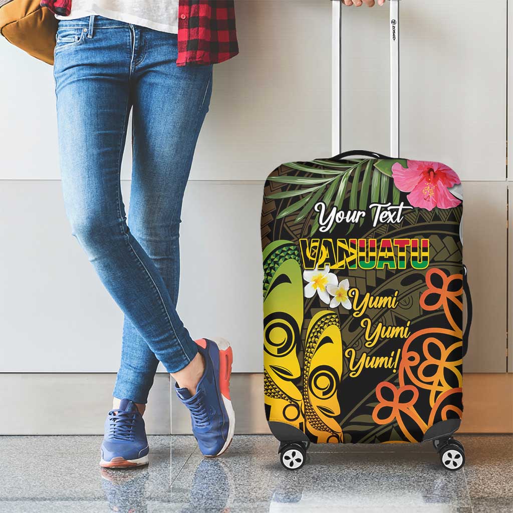 Personalised Vanuatu Independence Day Luggage Cover Carving Drum Sand Drawing Turtle LT14 - Polynesian Pride
