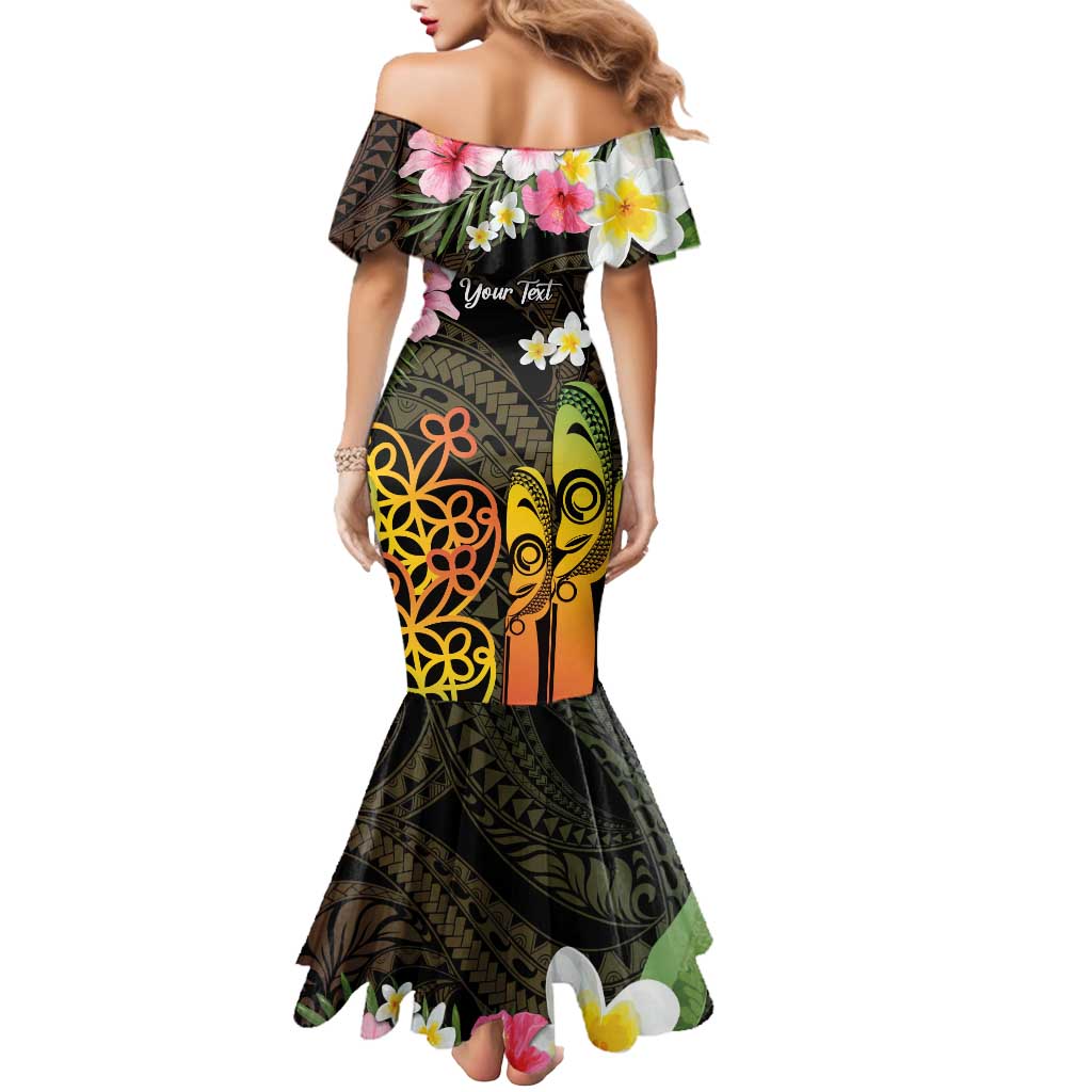 Personalised Vanuatu Independence Day Mermaid Dress Carving Drum Sand Drawing Turtle LT14 - Polynesian Pride