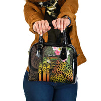 Personalised Vanuatu Independence Day Shoulder Handbag Carving Drum Sand Drawing Turtle LT14 One Size Black - Polynesian Pride