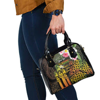 Personalised Vanuatu Independence Day Shoulder Handbag Carving Drum Sand Drawing Turtle LT14 - Polynesian Pride