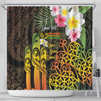 Personalised Vanuatu Independence Day Shower Curtain Carving Drum Sand Drawing Turtle LT14 - Polynesian Pride
