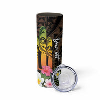 Personalised Vanuatu Independence Day Skinny Tumbler Carving Drum Sand Drawing Turtle LT14 - Polynesian Pride