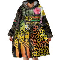 Personalised Vanuatu Independence Day Wearable Blanket Hoodie Carving Drum Sand Drawing Turtle LT14 - Polynesian Pride