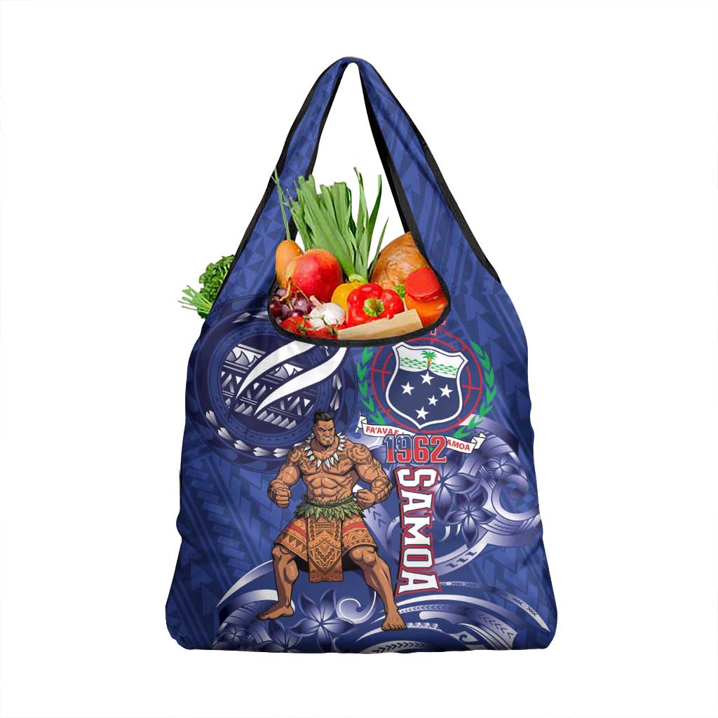 Samoa Independence Day Grocery Bag 1962 Proud Samoan Warrior LT14 1-pack One Size Blue - Polynesian Pride