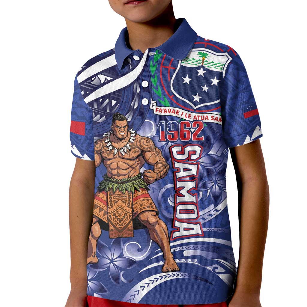 Samoa Independence Day Kid Polo Shirt 1962 Proud Samoan Warrior LT14 Kid Blue - Polynesian Pride