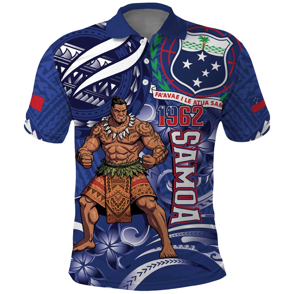 Samoa Independence Day Polo Shirt 1962 Proud Samoan Warrior LT14 Blue - Polynesian Pride