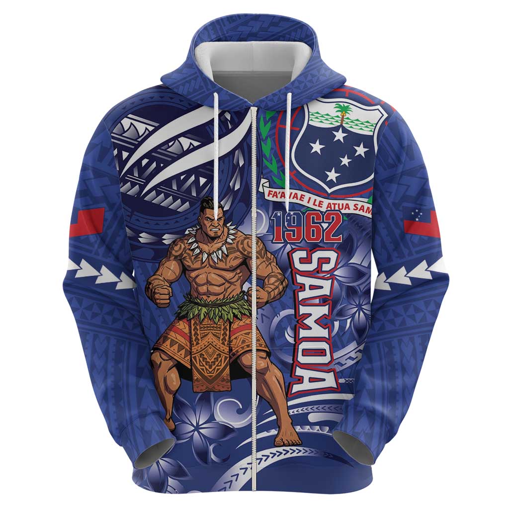 Samoa Independence Day Zip Hoodie 1962 Proud Samoan Warrior LT14 - Polynesian Pride