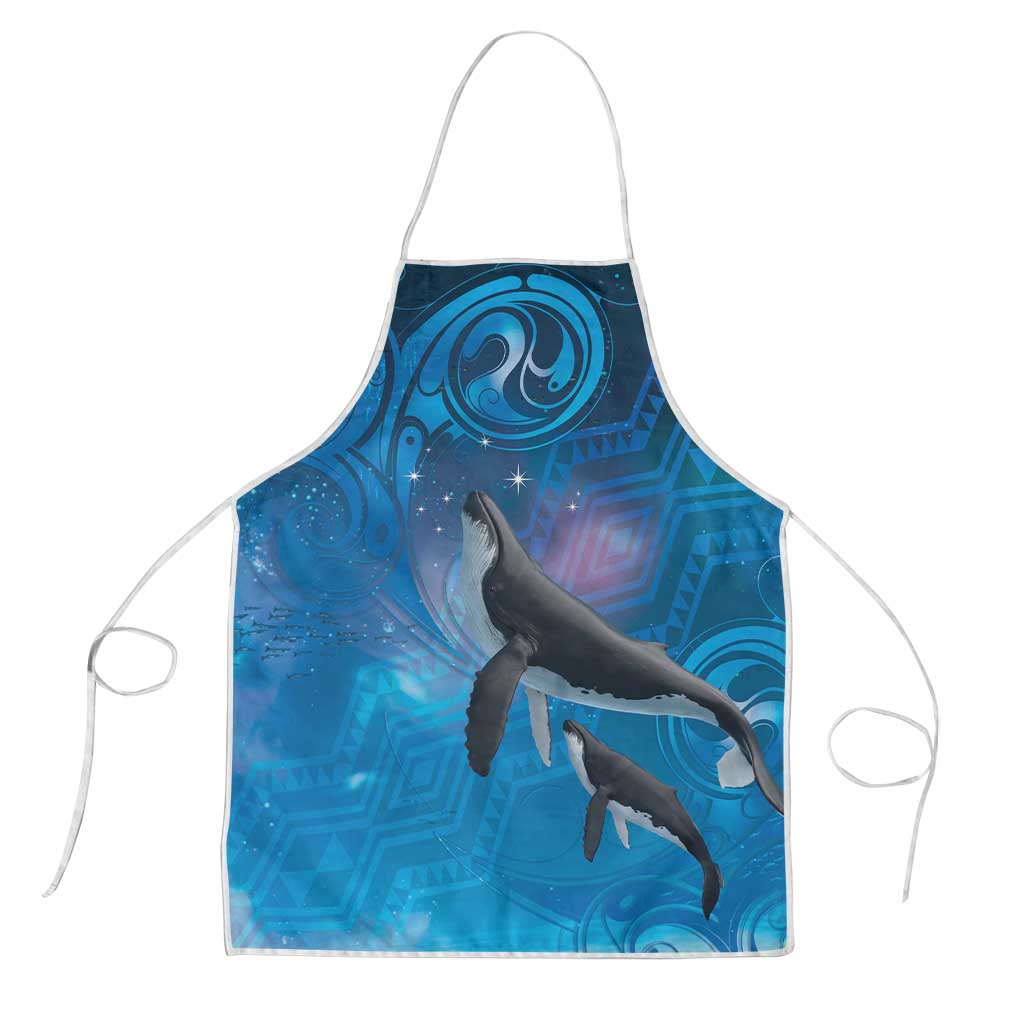 Paikea New Zealand Matariki Apron Humpback Whale Taniko Motifs Ocean Vibes LT14 Blue - Polynesian Pride