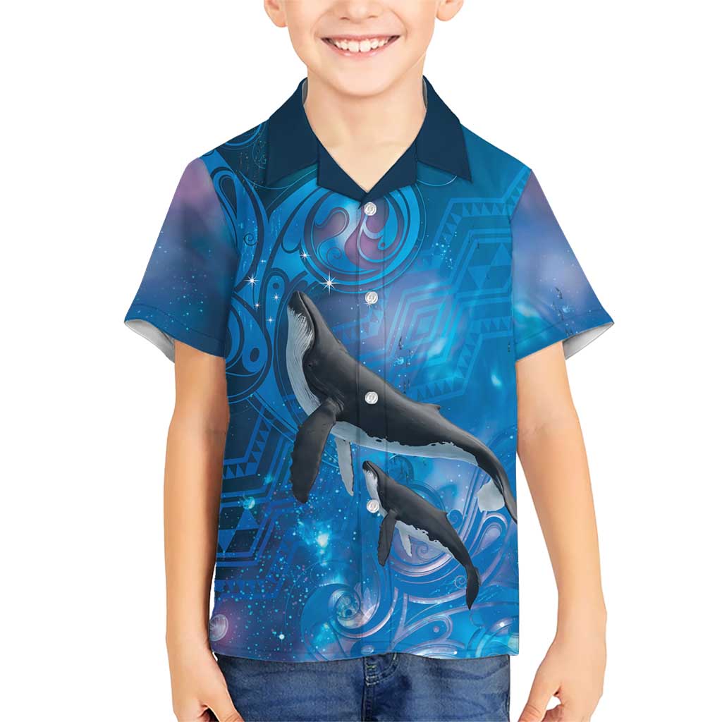 Paikea New Zealand Matariki Kid Hawaiian Shirt Humpback Whale Taniko Motifs Ocean Vibes LT14 Kid Blue - Polynesian Pride