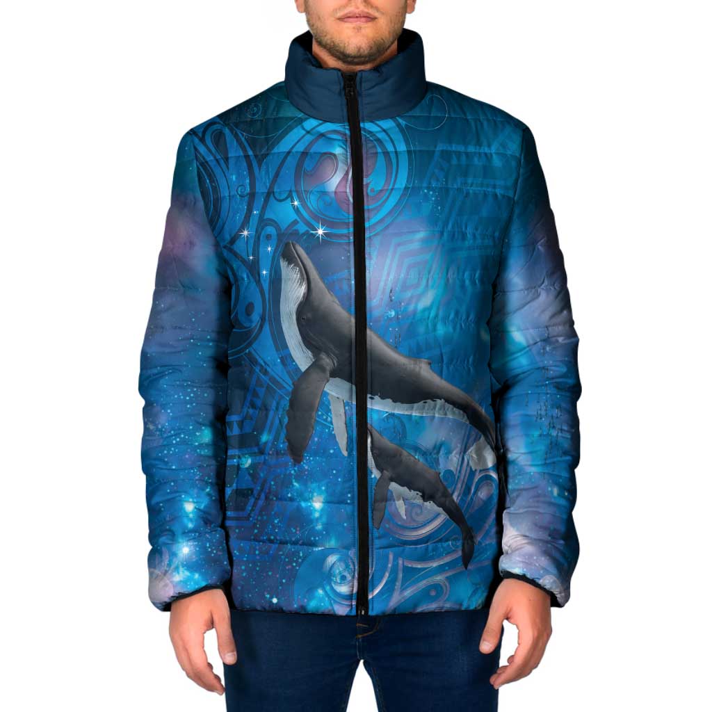 Paikea New Zealand Matariki Padded Jacket Humpback Whale Taniko Motifs Ocean Vibes LT14 Men Blue - Polynesian Pride