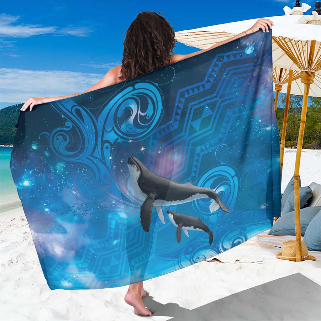 Paikea New Zealand Matariki Sarong Humpback Whale Taniko Motifs Ocean Vibes LT14 One Size 44 x 66 inches Blue - Polynesian Pride