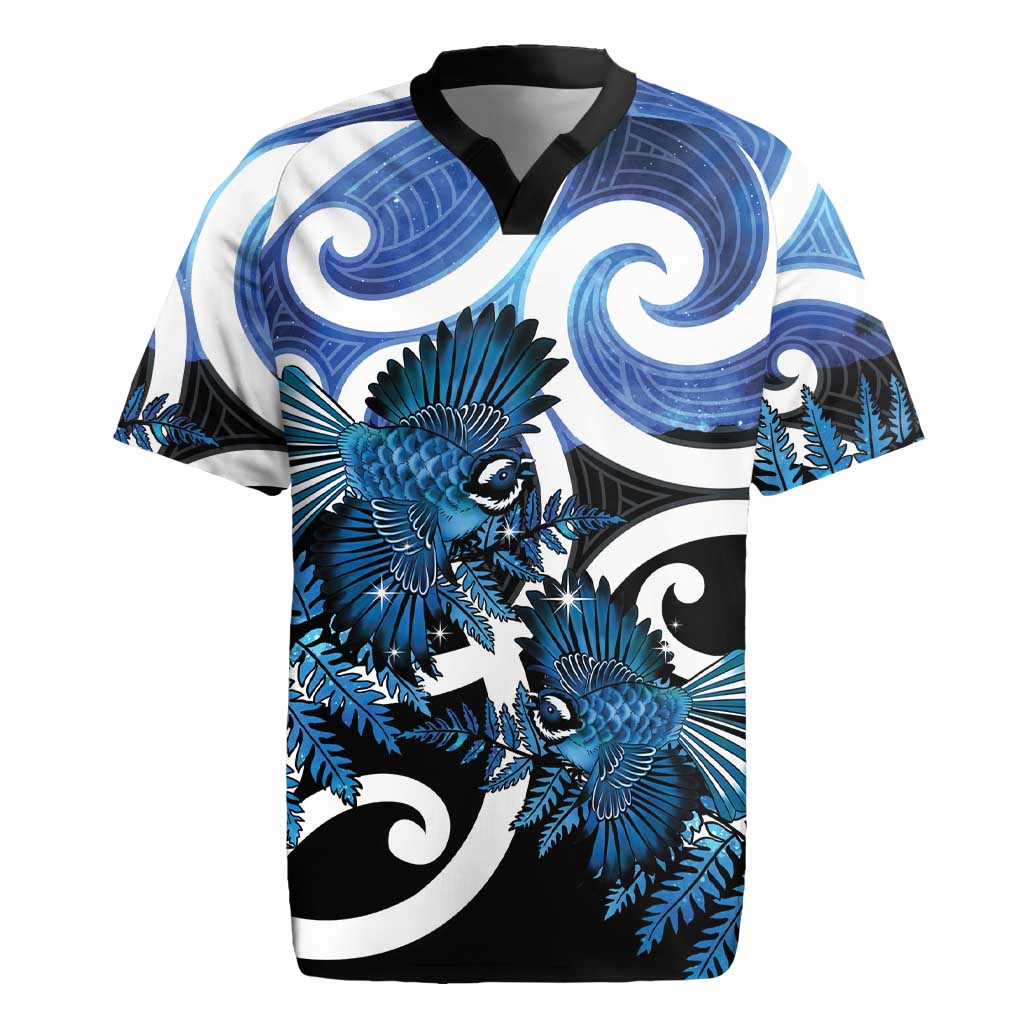Piwakawaka New Zealand Matariki Rugby Jersey Maori New Year Silver Fern Blue Galaxy LT14 Blue - Polynesian Pride