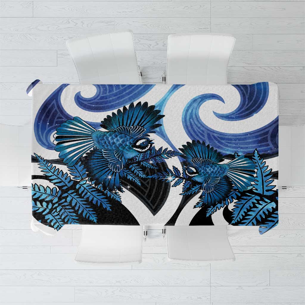 Piwakawaka New Zealand Matariki Tablecloth Maori New Year Silver Fern Blue Galaxy LT14 Blue - Polynesian Pride