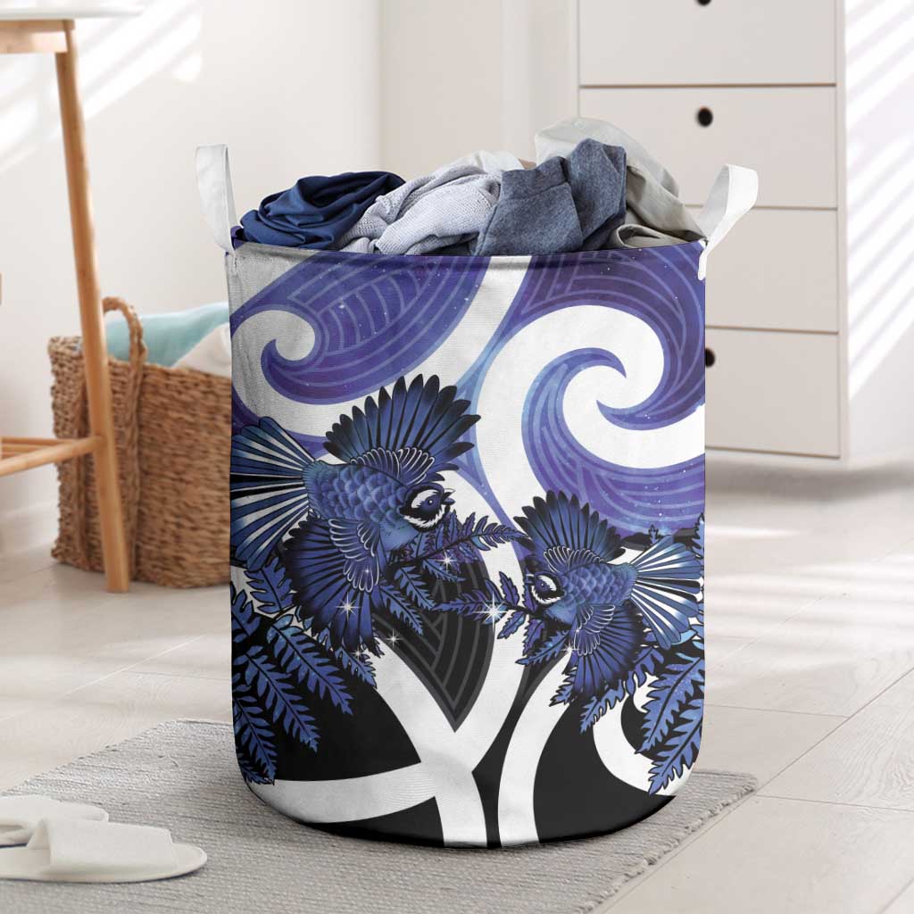 Piwakawaka New Zealand Matariki Laundry Basket Maori New Year Silver Fern Purple Galaxy LT14 Purple - Polynesian Pride