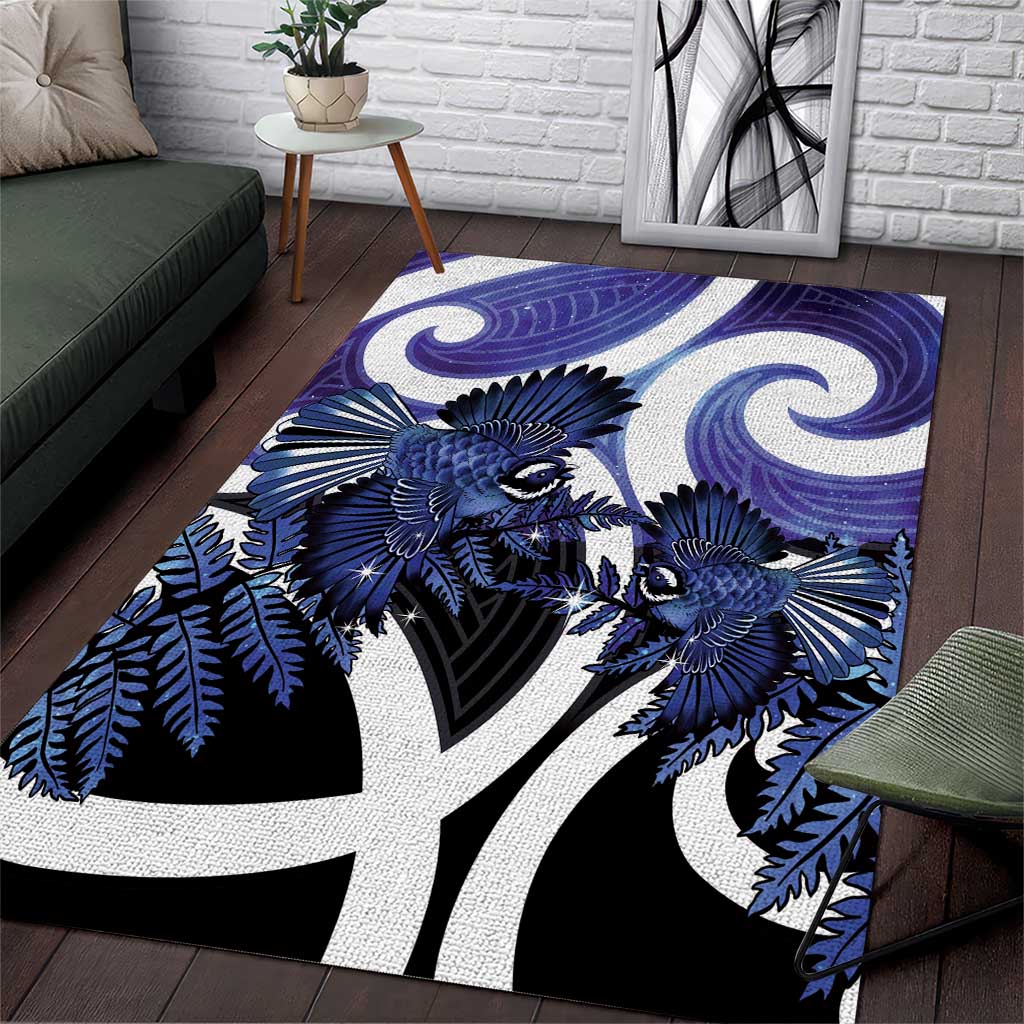 Piwakawaka New Zealand Matariki Area Rug Maori New Year Silver Fern Purple Galaxy LT14 Purple - Polynesian Pride